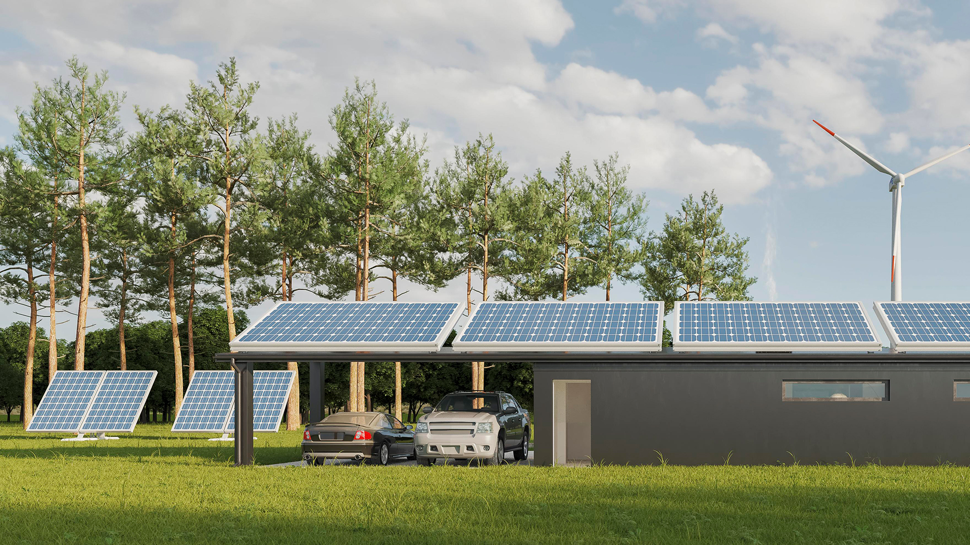 Haus mit Solarpaneelen